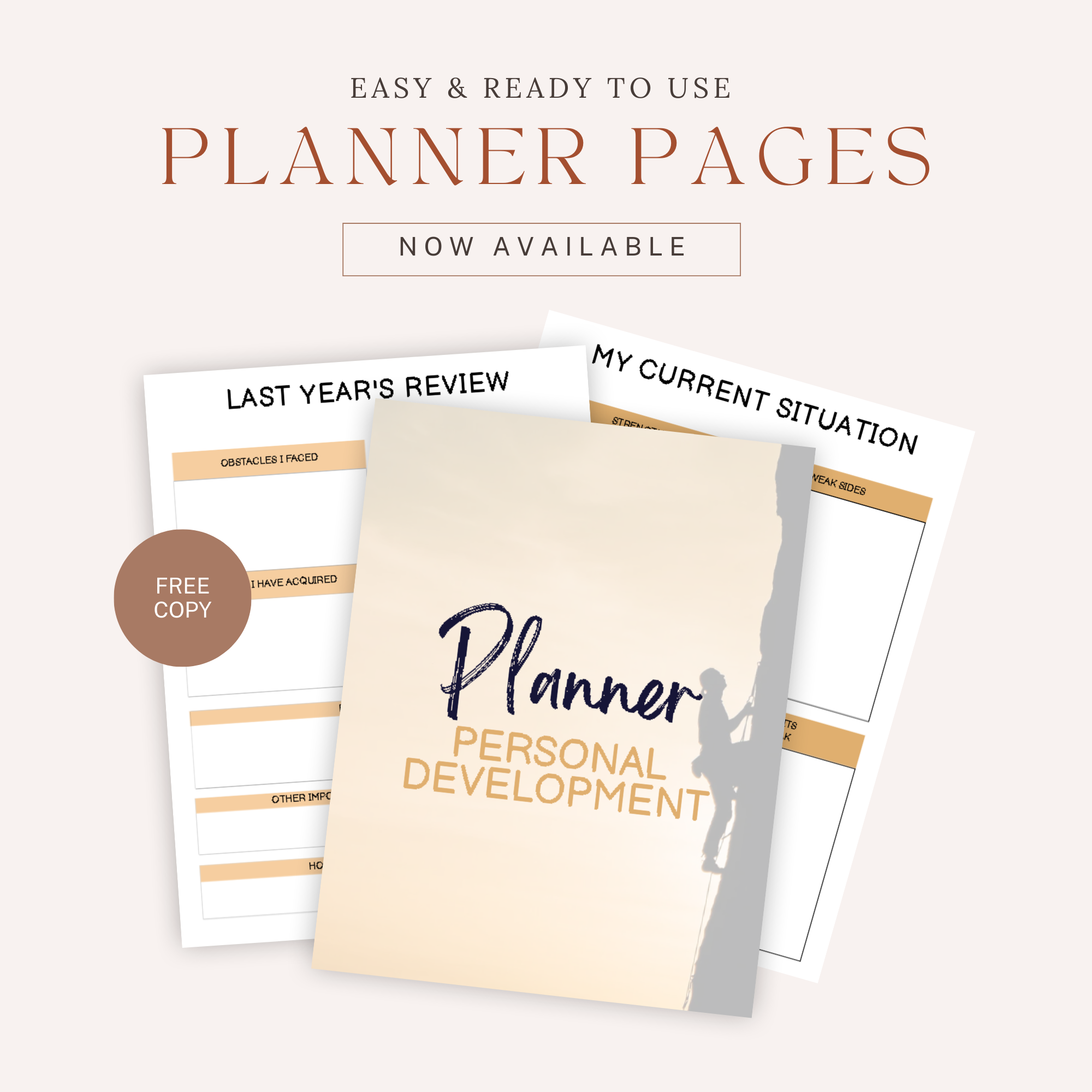 Personal Development Planner - Editable Canva Template, PDF Goal Setting & Skill Building Journal, Self-Growth & Progress Tracker for Success