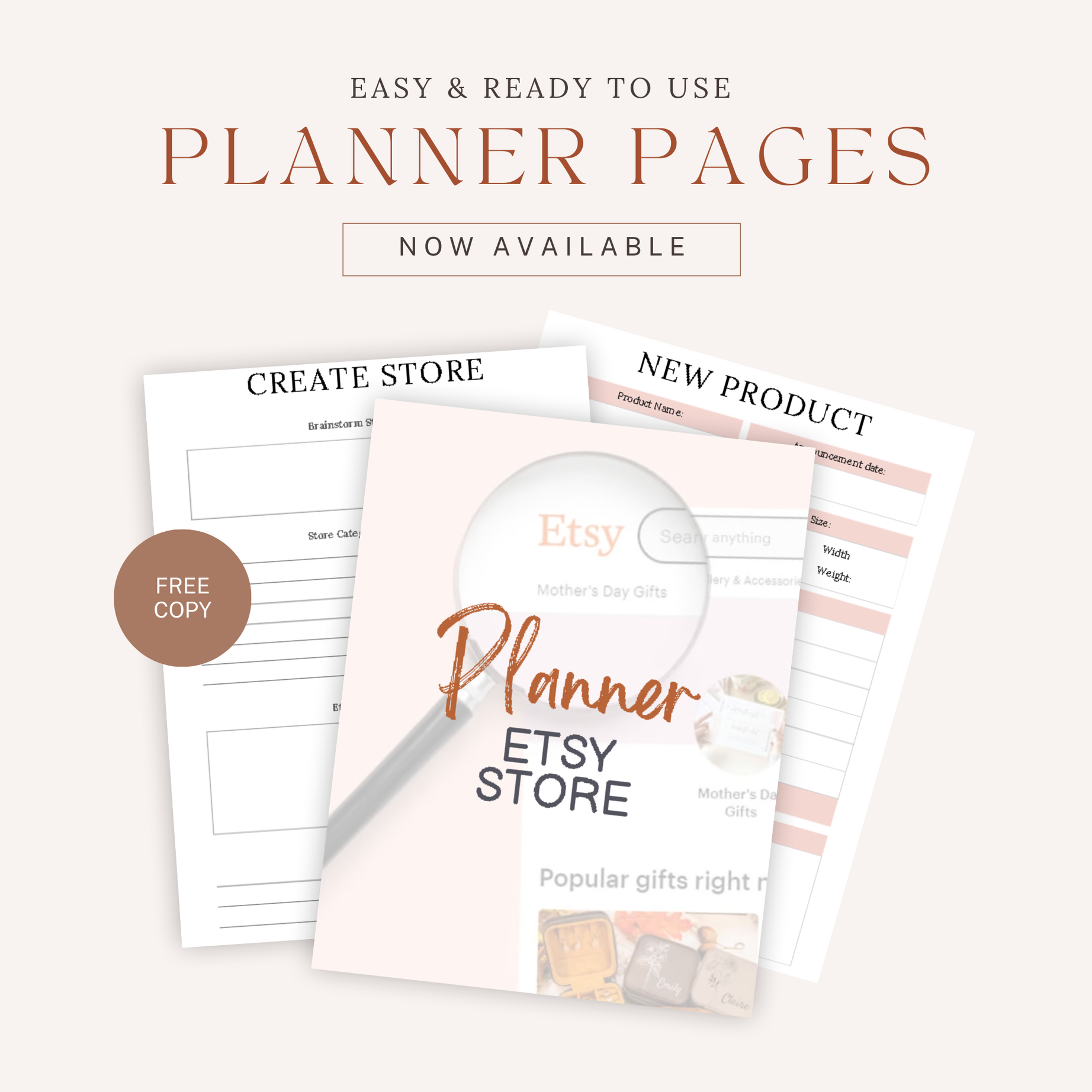 Customizable Etsy Shop Planner - Editable Canva Template and Printable PDF to Organize Your Etsy Business Success