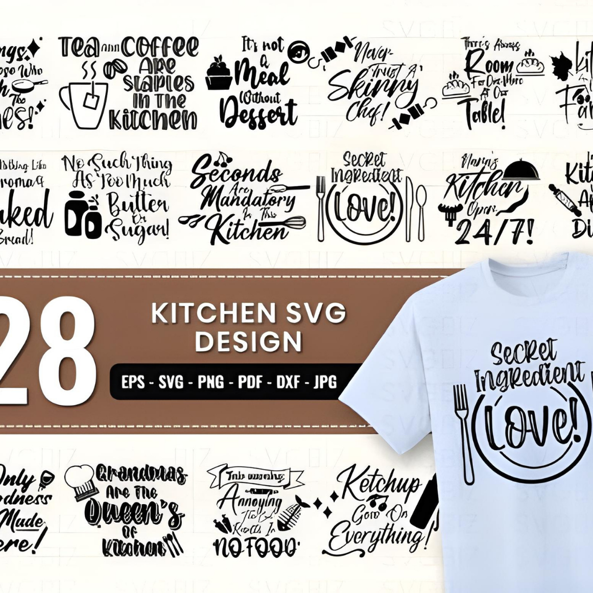 Kitchen SVG Bundle | 28 Funny & Inspirational Cooking Quote SVGs for Cricut and Silhouette | DIY Kitchen Decor & Craft Projects