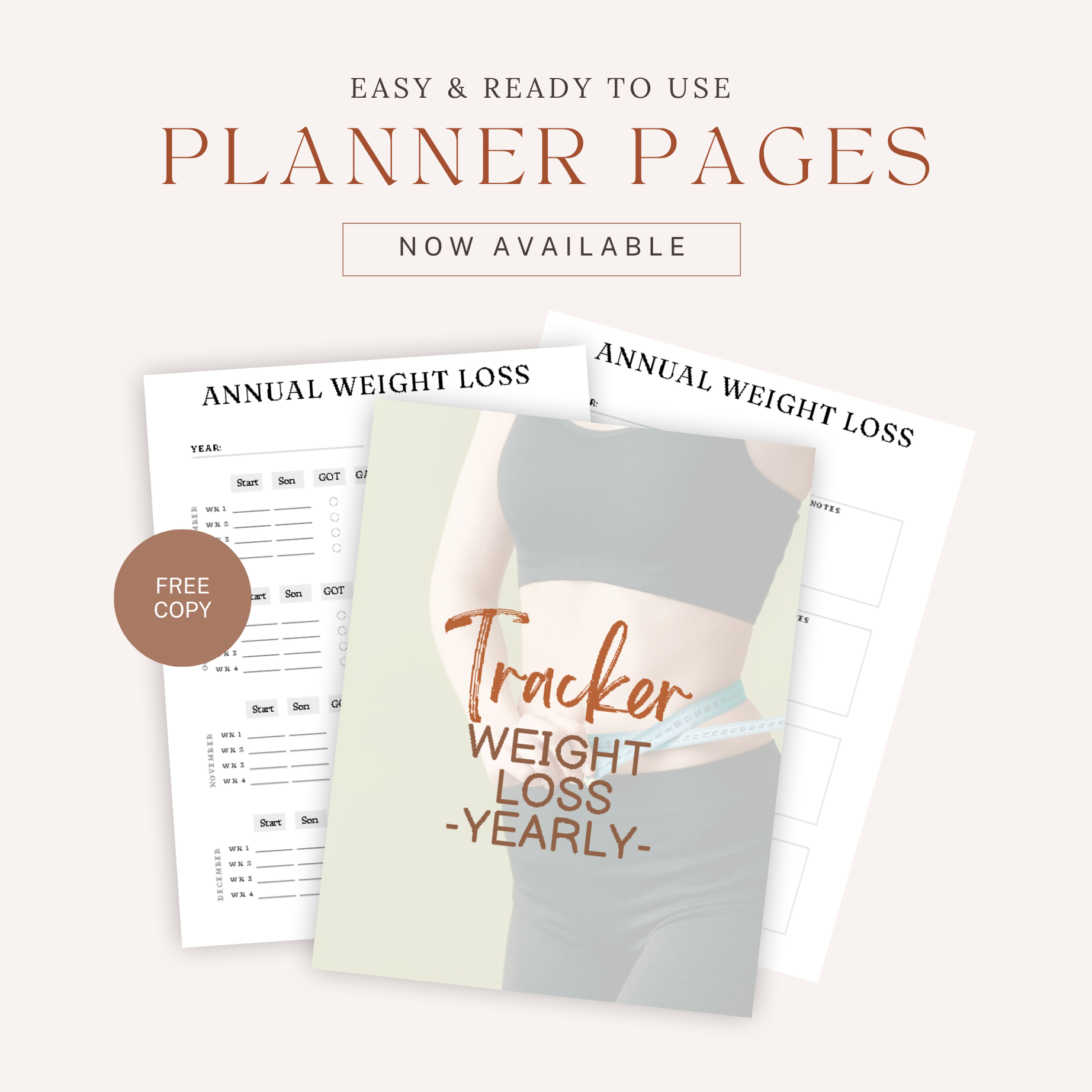 Annual Weight Loss Tracker Printable - Yearly Weight Loss Progress Planner - Track Goals, Monitor Results & Stay Motivated on Your Weight Loss Journey